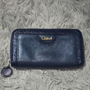 Chloe Navy Blue Leather Wallet GUC!